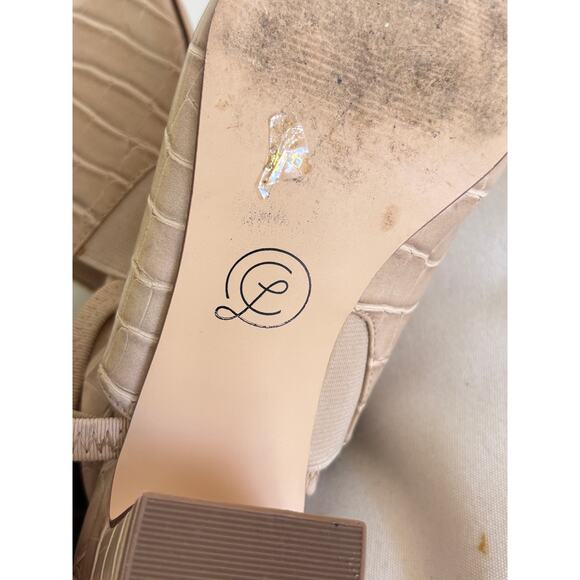 Chinese Laundry Slingback Mules 7 Heels Croc Tan Beige Academia Prep - Picture 3 of 6